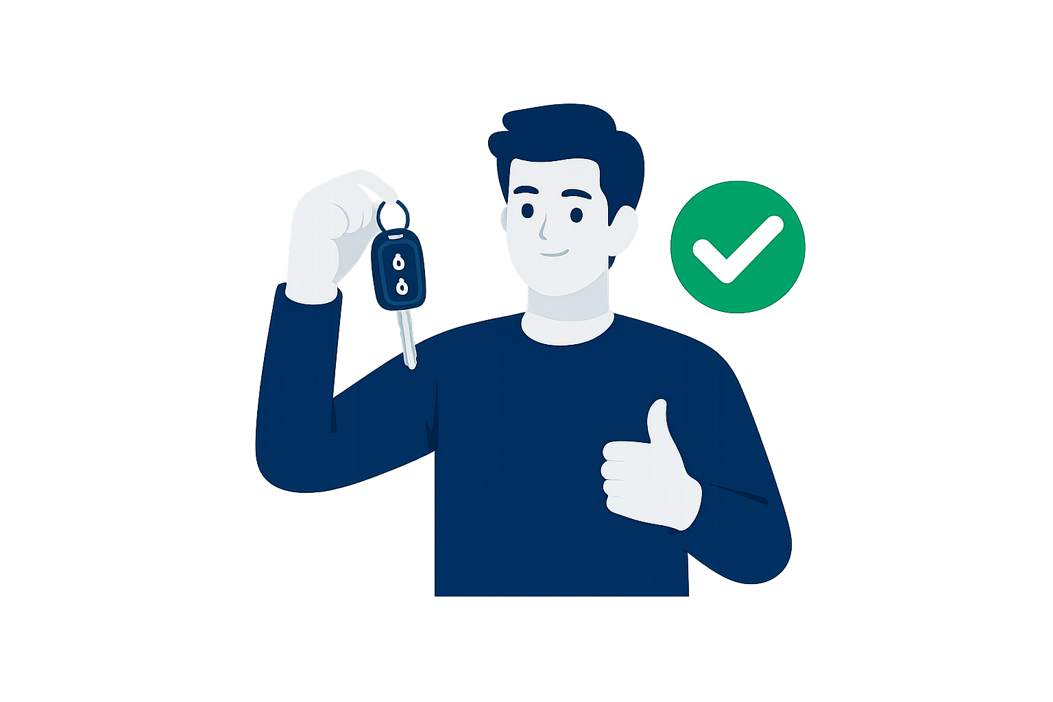 Imagem ilustrativa de um homem segurando a chave de um carro